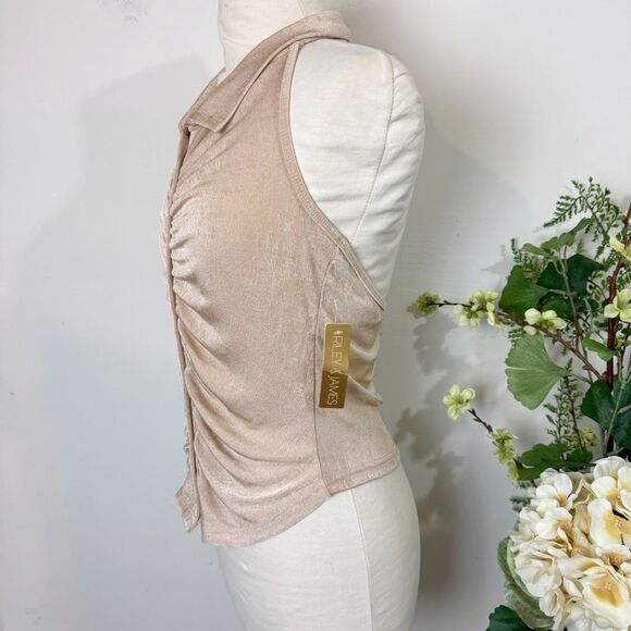 Riley & James NWT Shimmer Ruched Halter Top | Large | New - Picture 2 of 8